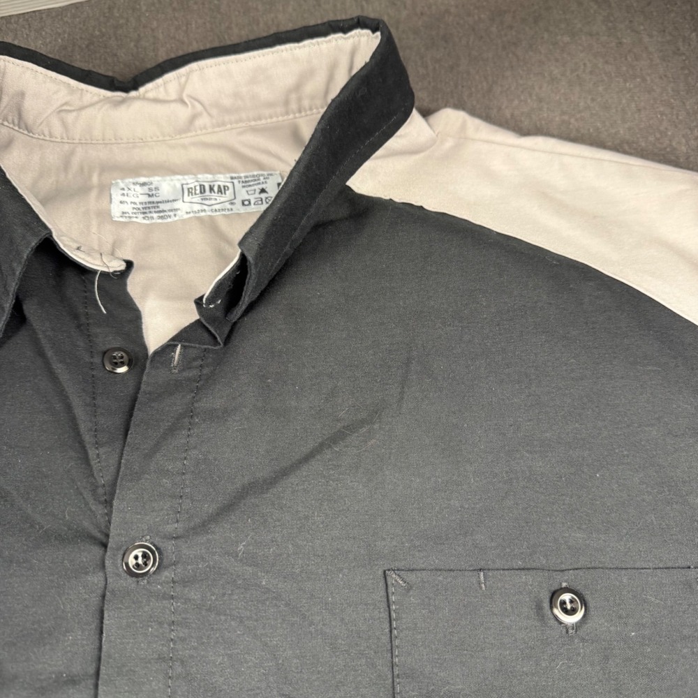 Red Kap Mens 4XL Short Sleeve Work Shirt‎ Black Tan Colorblock SP28BG8 Button Up